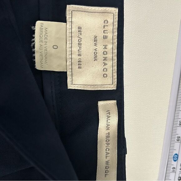 Club Monaco Navy Blue Italian Tropical Wool Cuffed Hem Straight Leg Pants Size 0 - Picture 3 of 11